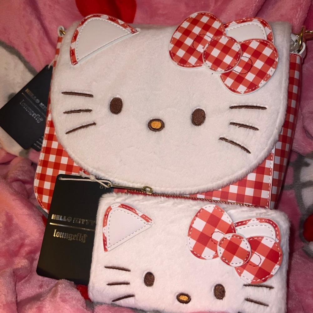 Loungefly Red and White Hello Kitty Gingham Bag